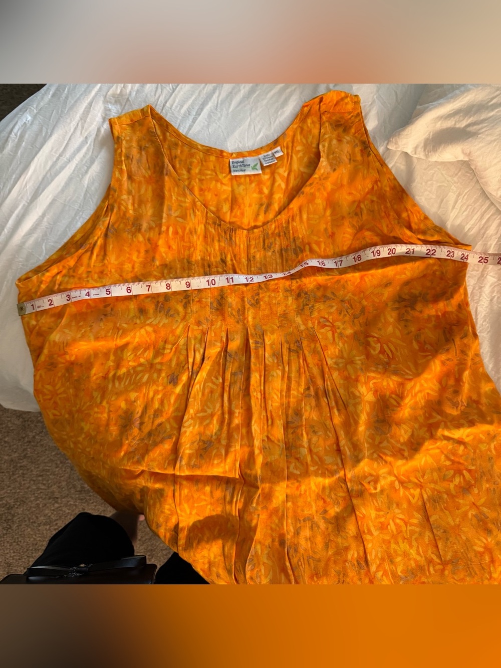 Tropical Earth Tones Island Wear Handmade Batik Midi Sundress Orange Floral - Picture 9 of 10